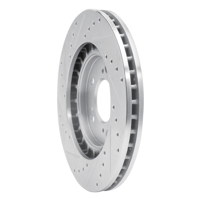 Acura NSX Brake Rotor (1) - Front Right - R1 Concepts - Drilled & Slotted - Silver - `97-`05